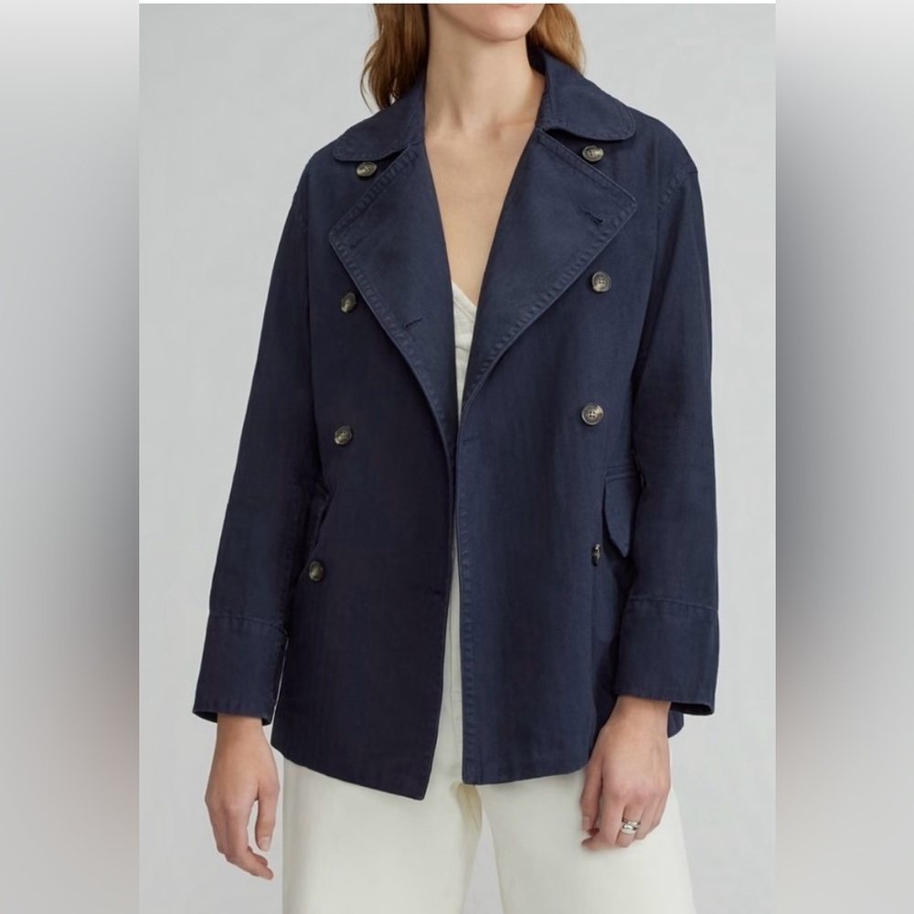 Everlane Organic Cotton Herringbone Double Breasted Coat